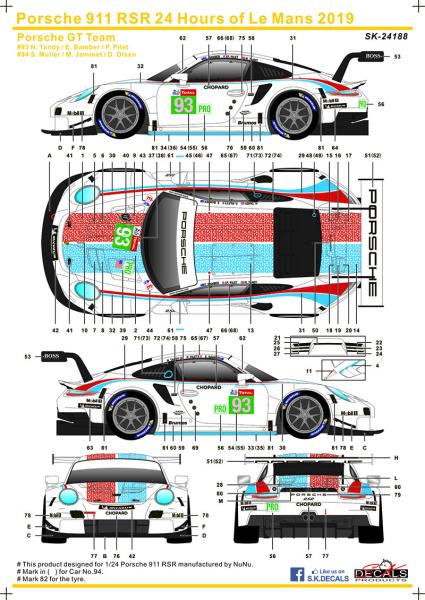Porsche 911 RSR 24 Hours of Le Mans 2019 für NUNU 1/24